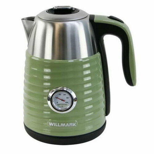 Где купить Чайник электрический WEK-1738PST, пластик, колба металл, 1.7 л, 2200 Вт, зелёный Willmark 
