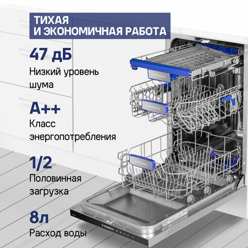 Где купить Посудомоечная машина с турбосушкой и лучом на полу MAUNFELD MLP-08IM Maunfeld 