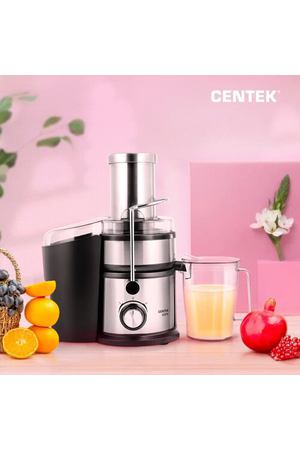 Соковыжималка CENTEK CT-1214 черный, сталь 1500Вт, 2 скорости, стакан 1100 мл, горловина 85мм