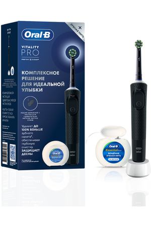 вибрационная зубная щетка Oral-B Vitality Pro с зубной нитью, RU, черный