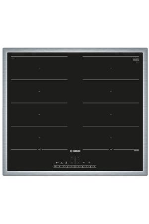 Индукционная варочная панель BOSCH PXX645FC1E, с рамкой, цвет панели черный, цвет рамки серебристый