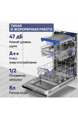 Посудомоечная машина с турбосушкой и лучом на полу MAUNFELD MLP-08IM