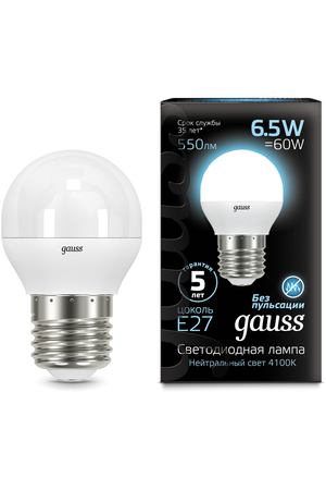 Лампа Gauss LED Globe E27 6.5W 4100K