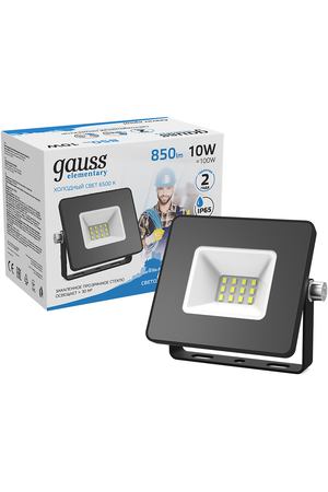 Прожектор светодиодный Gauss LED 10W IP65 6500К черный 1/60