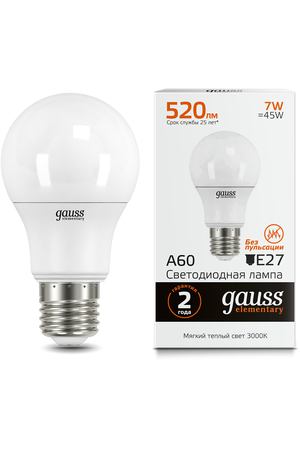 Gauss LED Elementary A60 7W E27 3000K 1/10/100