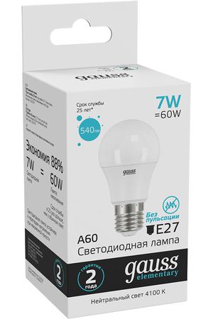 Gauss LED Elementary A60 7W E27 4100K 1/10/100