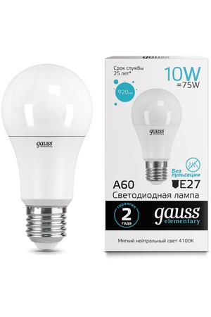 Gauss LED Elementary A60 10W E27 4100K 1/10/50