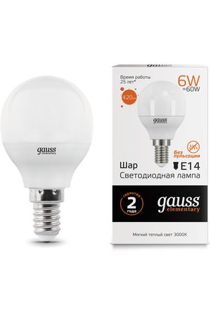 Gauss LED Elementary Globe 6W E14 3000K 1/10/50