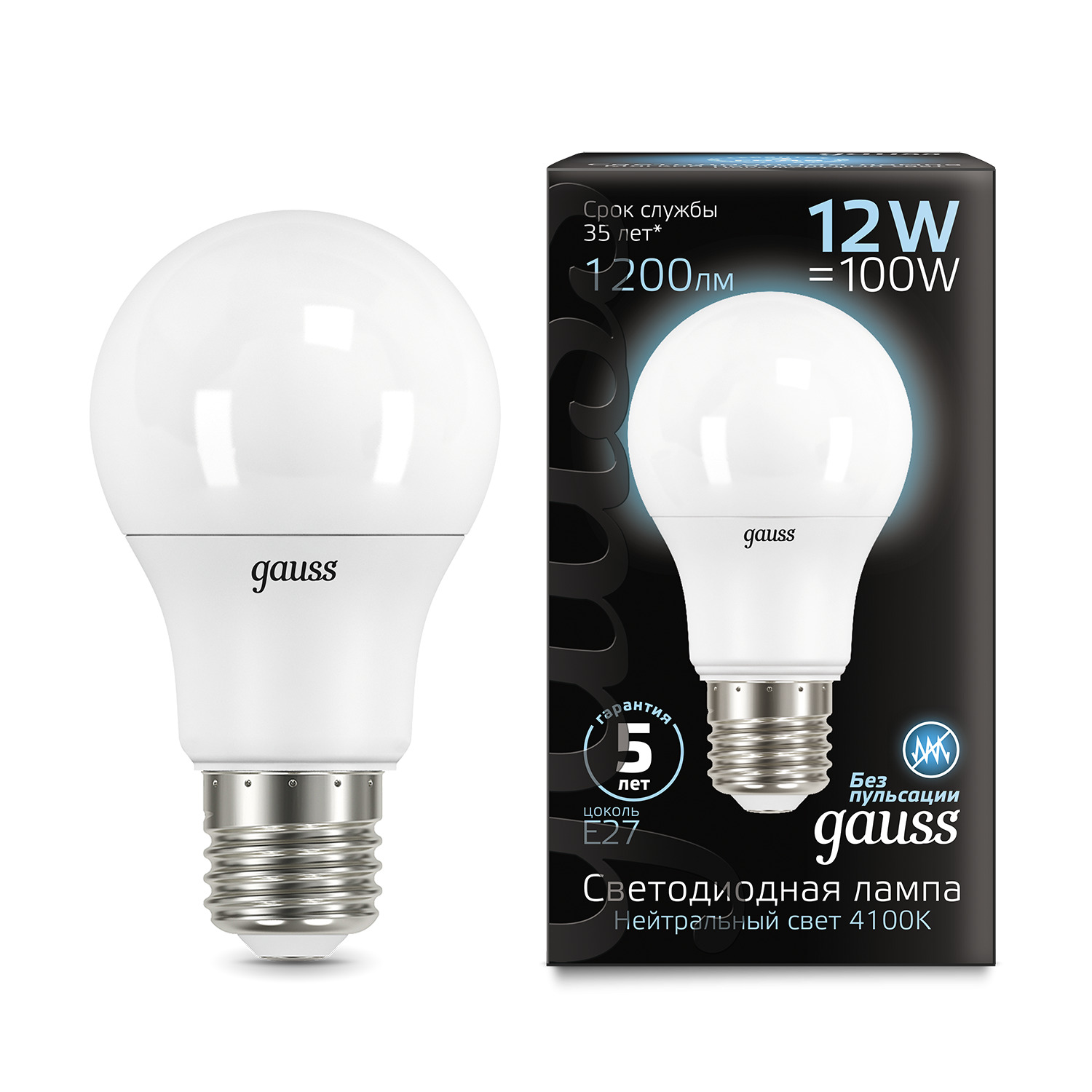 Где купить Gauss LED A60 globe 12W E27 4100K 1/10/50 Gauss 