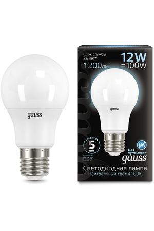 Gauss LED A60 globe 12W E27 4100K 1/10/50