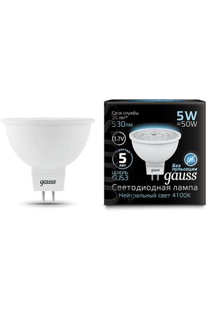 Gauss LED MR16 GU5.3 5W 12V 4100K 1/10/100