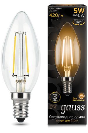 Gauss LED Filament Candle E14 5W 2700К 1/10/50