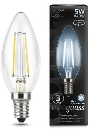 Gauss LED Filament Candle E14 5W 4100К 1/10/50