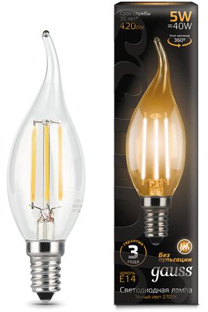 Gauss LED Filament Candle tailed E14 5W 2700K 1/10/50