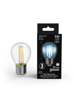 Лампа Gauss LED Filament Шар E27 5W 450lm 4100K 1/10/50