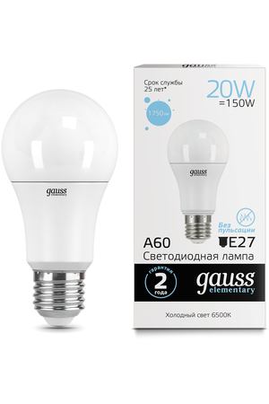 Gauss LED Elementary A60 20W E27 6500K 1/10/40