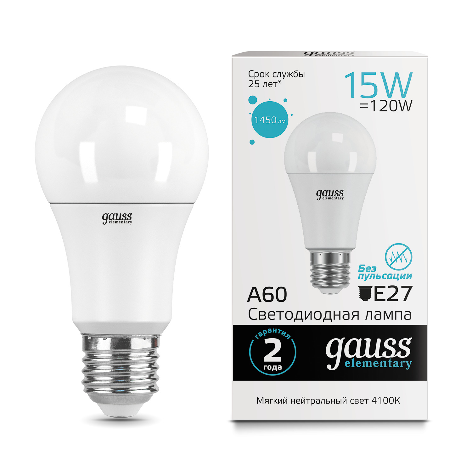 Где купить Gauss LED Elementary A60 15W E27 4100K 1/10/50 Gauss 