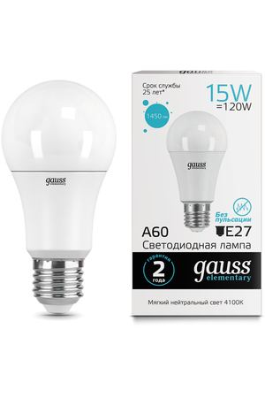 Gauss LED Elementary A60 15W E27 4100K 1/10/50