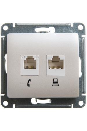 Розетка двойная Schneider Electric Glossa RJ45 + RJ11 перламутр