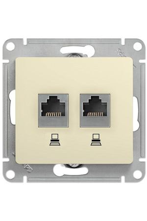 Розетка компьютерная Schneider Electric Glossa RJ45 + RJ45 молочный