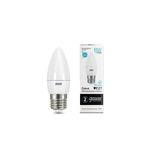 Где купить Gauss LED Elementary Candle 8W E27 4100K 1/10/100 Gauss 