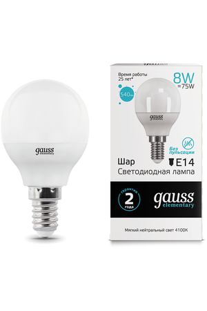 Gauss LED Elementary Globe 8W E14 4100K 1/10/100