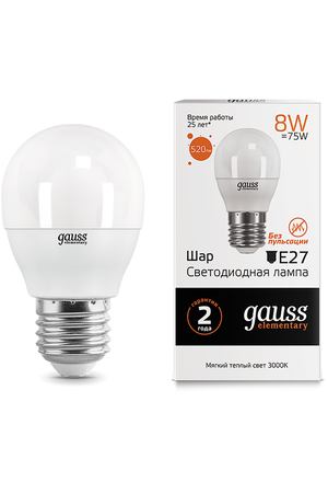 Gauss LED Elementary Globe 8W E27 3000K 1/10/100