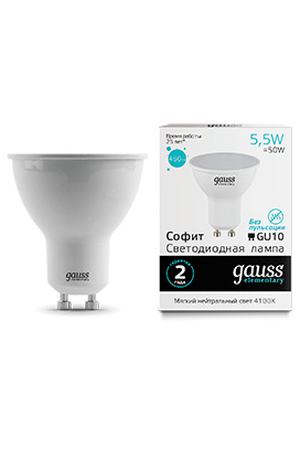 Gauss LED Elementary MR16 GU10 5.5W 4100К 1/10/100