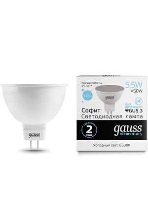 Лампа Gauss LED Elementary MR16 GU5.3 5.5W 470lm 6500К 1/10/100