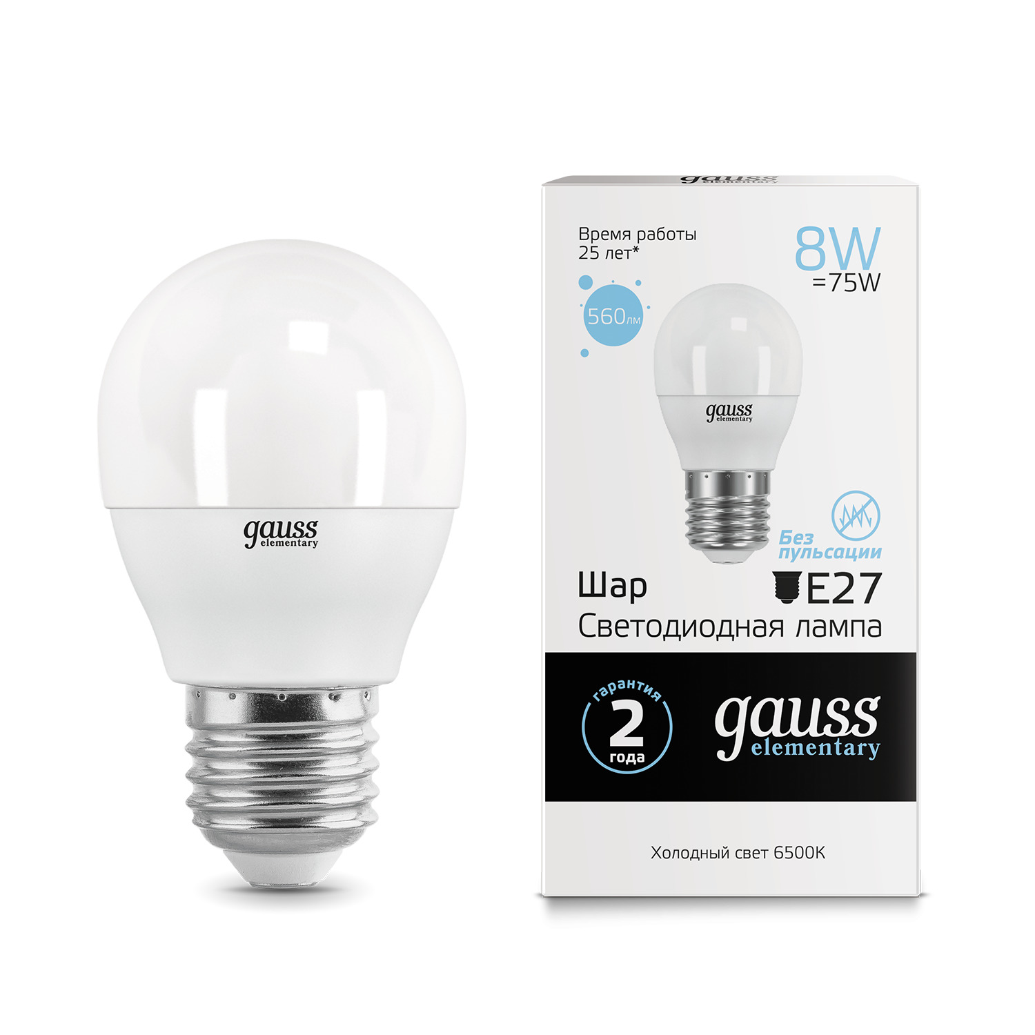 Где купить Лампа Gauss LED Elementary Globe 8W E27 6500K Gauss 