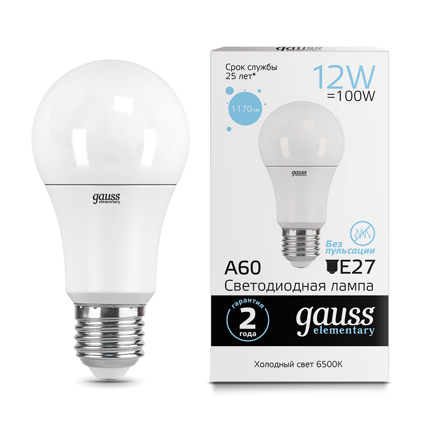 Где купить Лампа Gauss LED Elementary A60 12W E27 6500K Gauss 