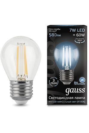 Лампа Gauss LED Filament Шар E27 7W 580lm 4100K 1/10/50