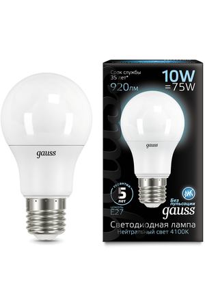 Лампа Gauss LED A60 10W E27 920lm 4100K 1/10/50