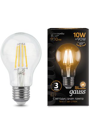 Gauss LED Filament A60 E27 10W 2700К 1/10/40