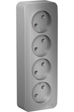 Розетка четверная без заземления алюмин. Schneider Electric