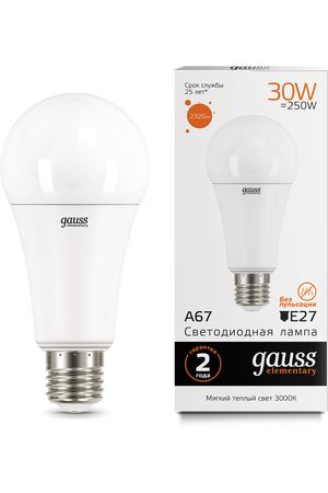 Лампа Gauss LED Elementary A67 30W E27 2320lm 3000K 1/10/50