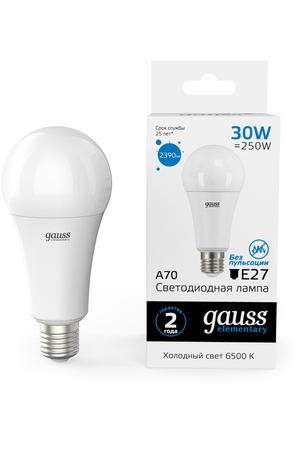 Лампа Gauss LED Elementary A67 30W E27 2390lm 6500K 1/10/50