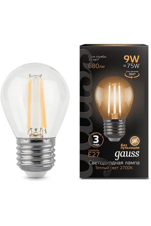 Лампа Gauss LED Filament Шар E27 9W 680lm 2700K 1/10/50