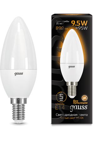 Лампа Gauss LED Свеча E14 9.5W 890lm 3000К 1/10/50