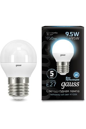 Лампа Gauss LED Шар E27 9.5W 950lm 4100K 1/10/50