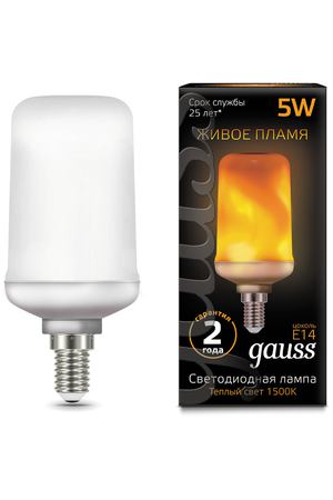 Лампа Gauss LED T65 Flame 5W E14 20-80lm 1500K 1/10/100