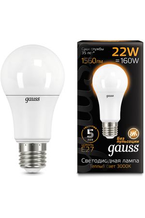 Лампа Gauss LED A70 22W E27 1560lm 3000K 1/10/50