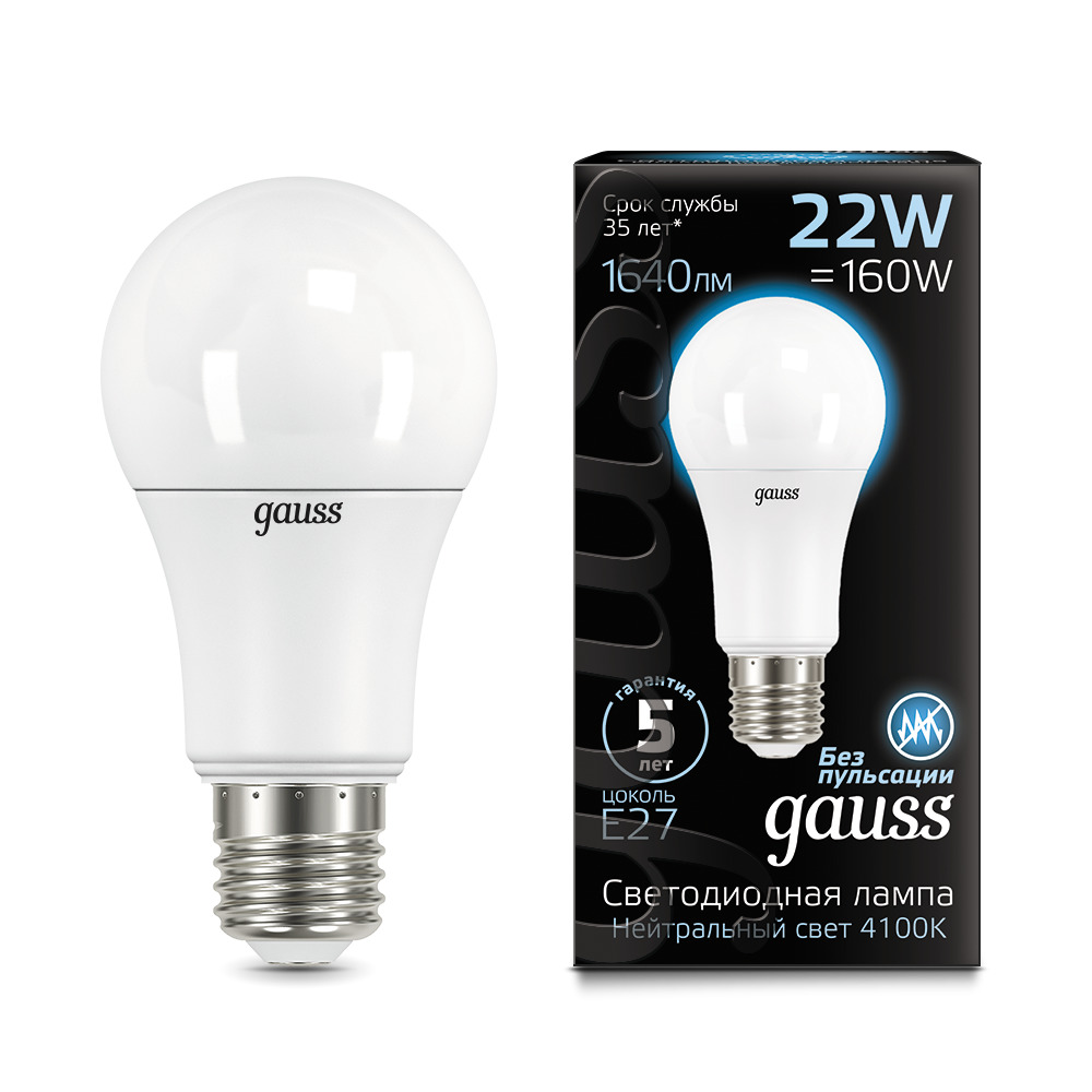 Где купить Лампа Gauss LED A70 22W E27 1640lm 4100K 1/10/50 Gauss 