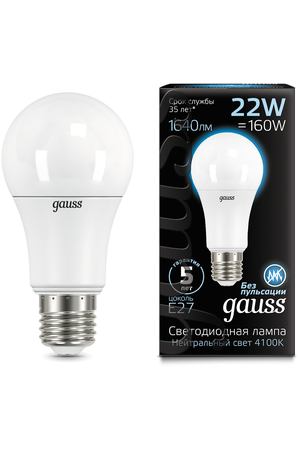 Лампа Gauss LED A70 22W E27 1640lm 4100K 1/10/50