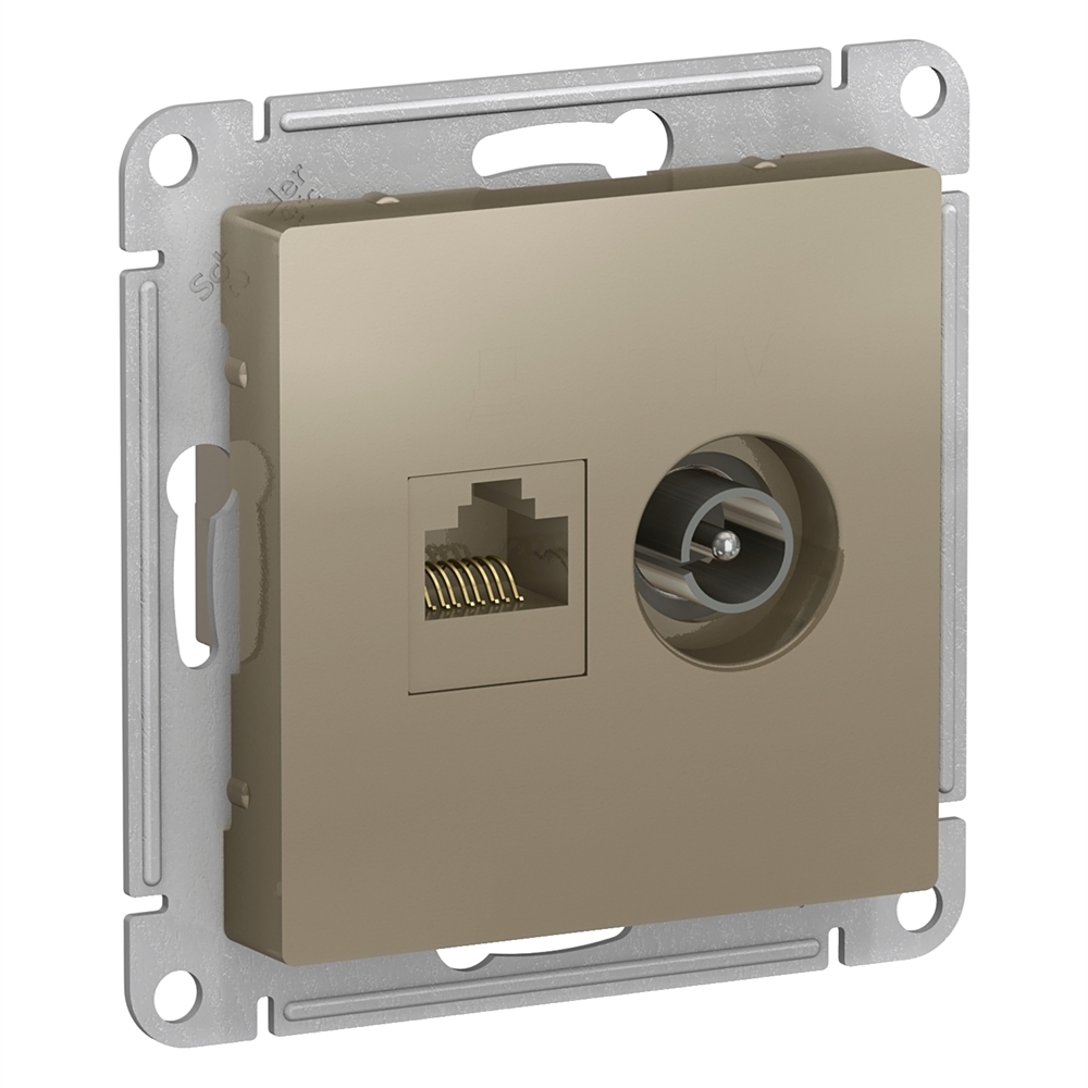 Где купить Розетка двойная Schneider Electric AtlasDesign RJ45 + TV шампань Schneider electric 