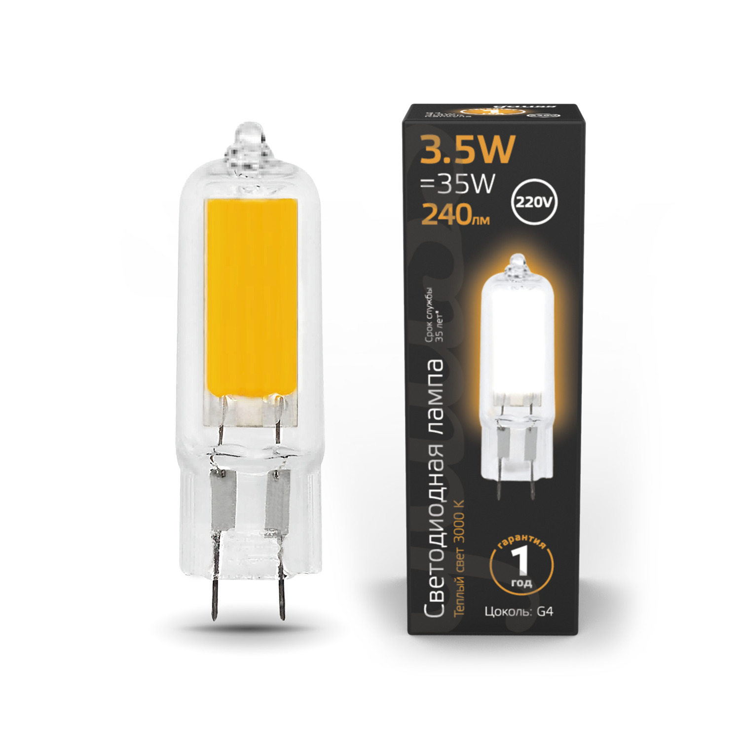 Где купить Лампа Gauss LED G4 AC220-240V 3.5W 240lm 3000K Glass 1/10/200 Gauss 