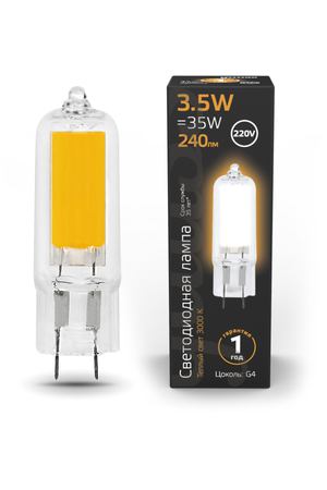 Лампа Gauss LED G4 AC220-240V 3.5W 240lm 3000K Glass 1/10/200