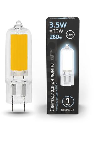 Лампа Gauss LED G4 AC220-240V 3.5W 260lm 4100K Glass 1/10/200