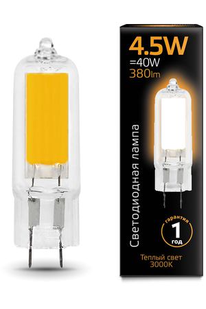 Лампа Gauss LED G4 AC220-240V 4.5W 380lm 3000K Glass 1/10/200