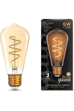 Лампа Gauss LED Filament ST64 Flexible E27 6W Golden 360lm 2400К 1/10/40